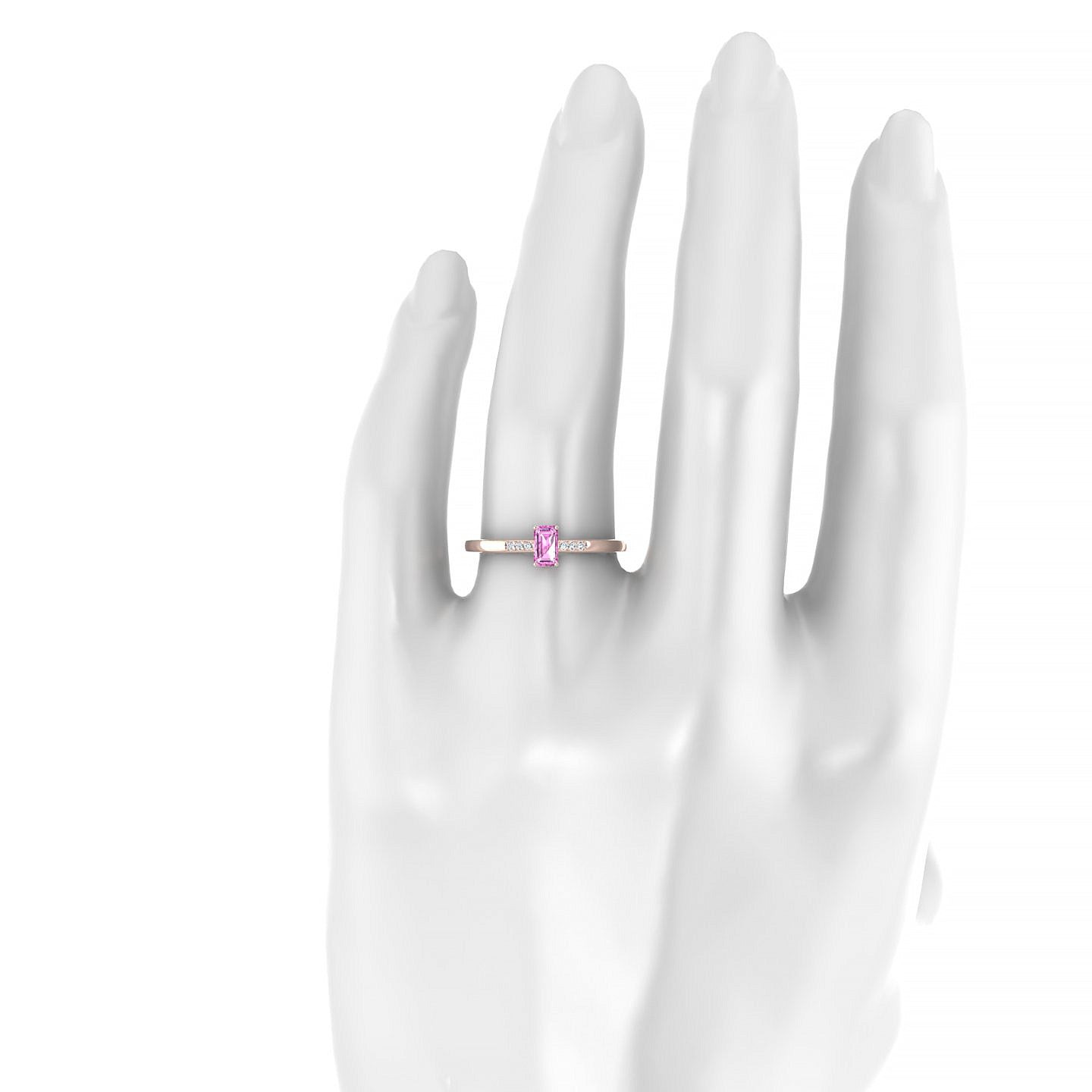 Exquisite | 18k Rose Gold 5 x 3 mm Emerald Pink Sapphire Ring