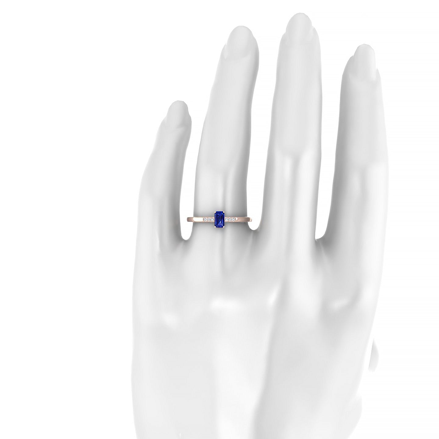 Exquisite | 18k Rose Gold 5 x 3 mm Emerald Sapphire Ring