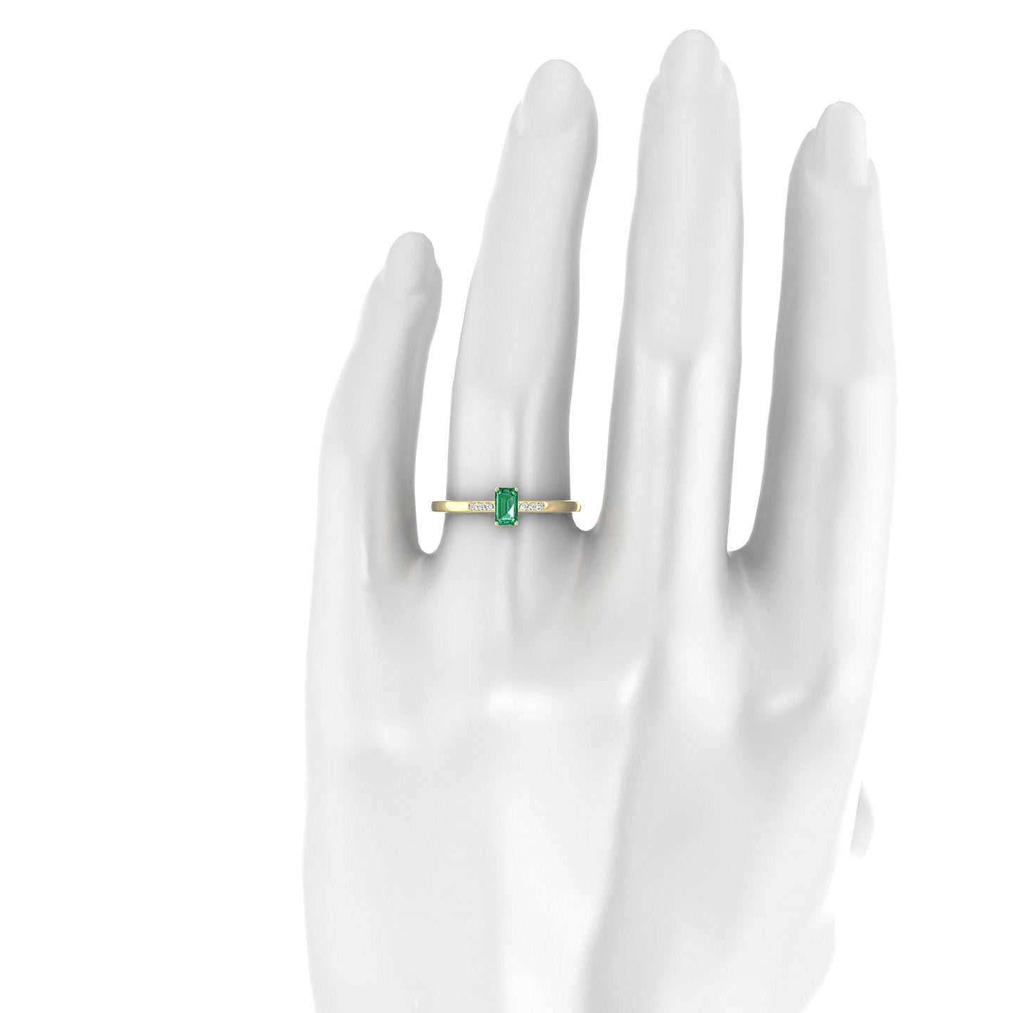 Exquisite | 18k Yellow Gold 5 x 3 mm Emerald Emerald Ring