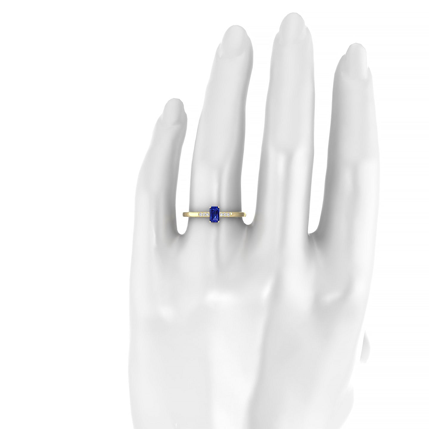 Exquisite | 18k Yellow Gold 5 x 3 mm Emerald Sapphire Ring