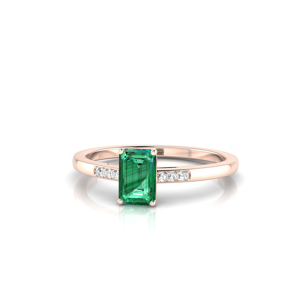 Exquisite | 18k Rose Gold 6 x 4 mm Emerald Emerald Ring