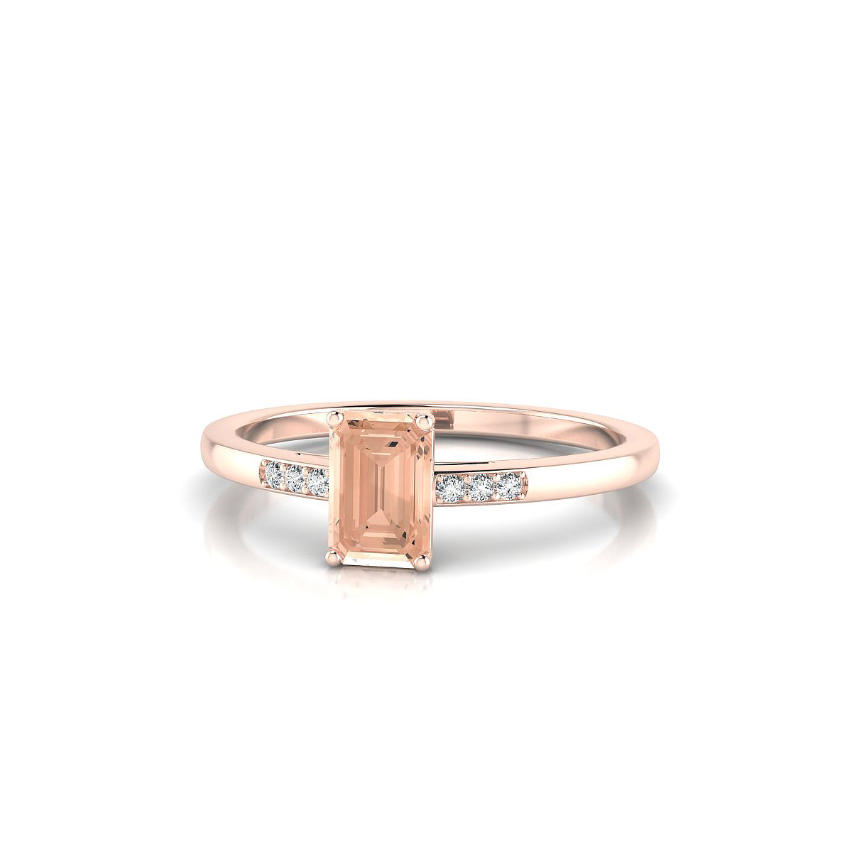 Exquisite | 18k Rose Gold 6 x 4 mm Emerald Morganite Ring