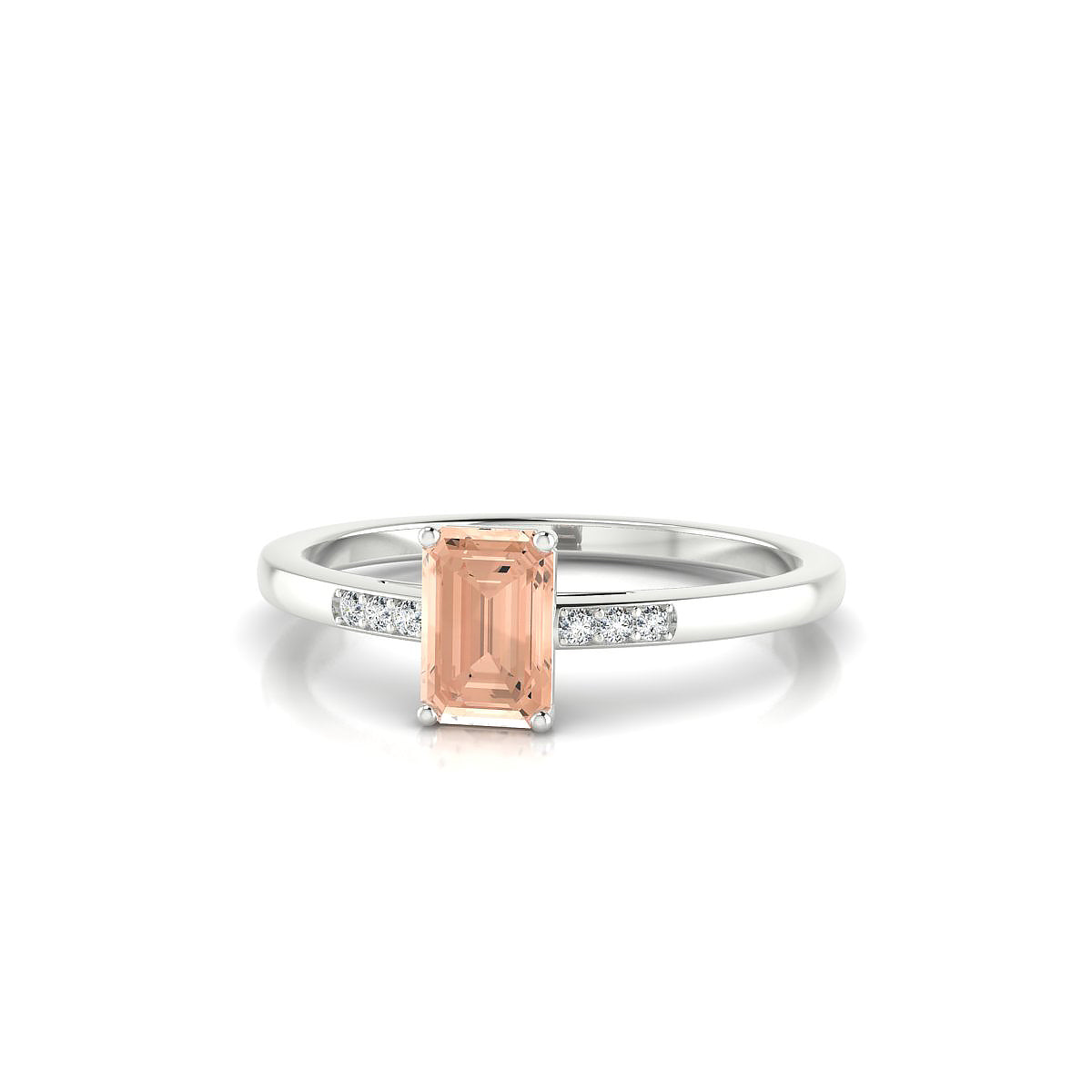 Exquisite | 18k White Gold 6 x 4 mm Emerald Morganite Ring
