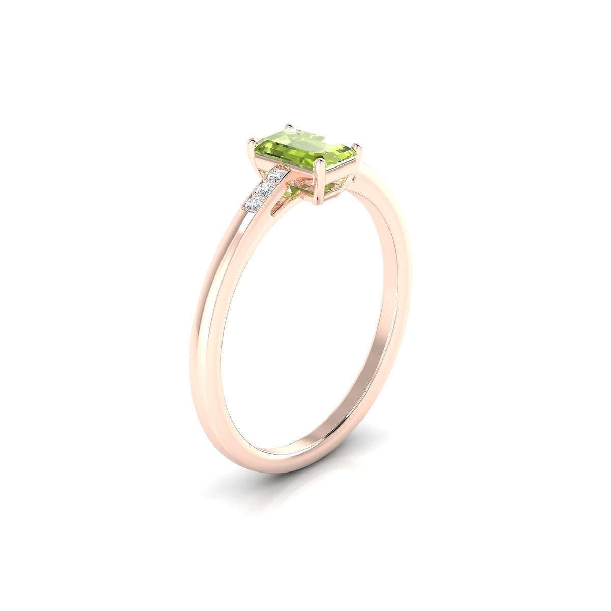 Exquisite | 18k Rose Gold 6 x 4 mm Emerald Peridot Ring