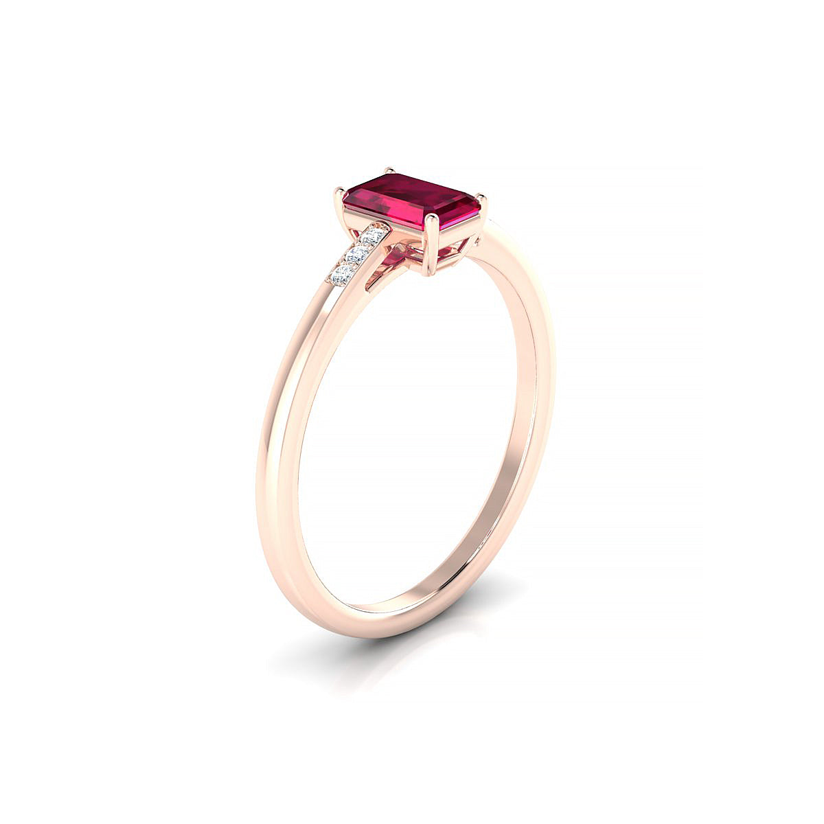 Exquisite | 18k Rose Gold 6 x 4 mm Emerald Ruby Ring