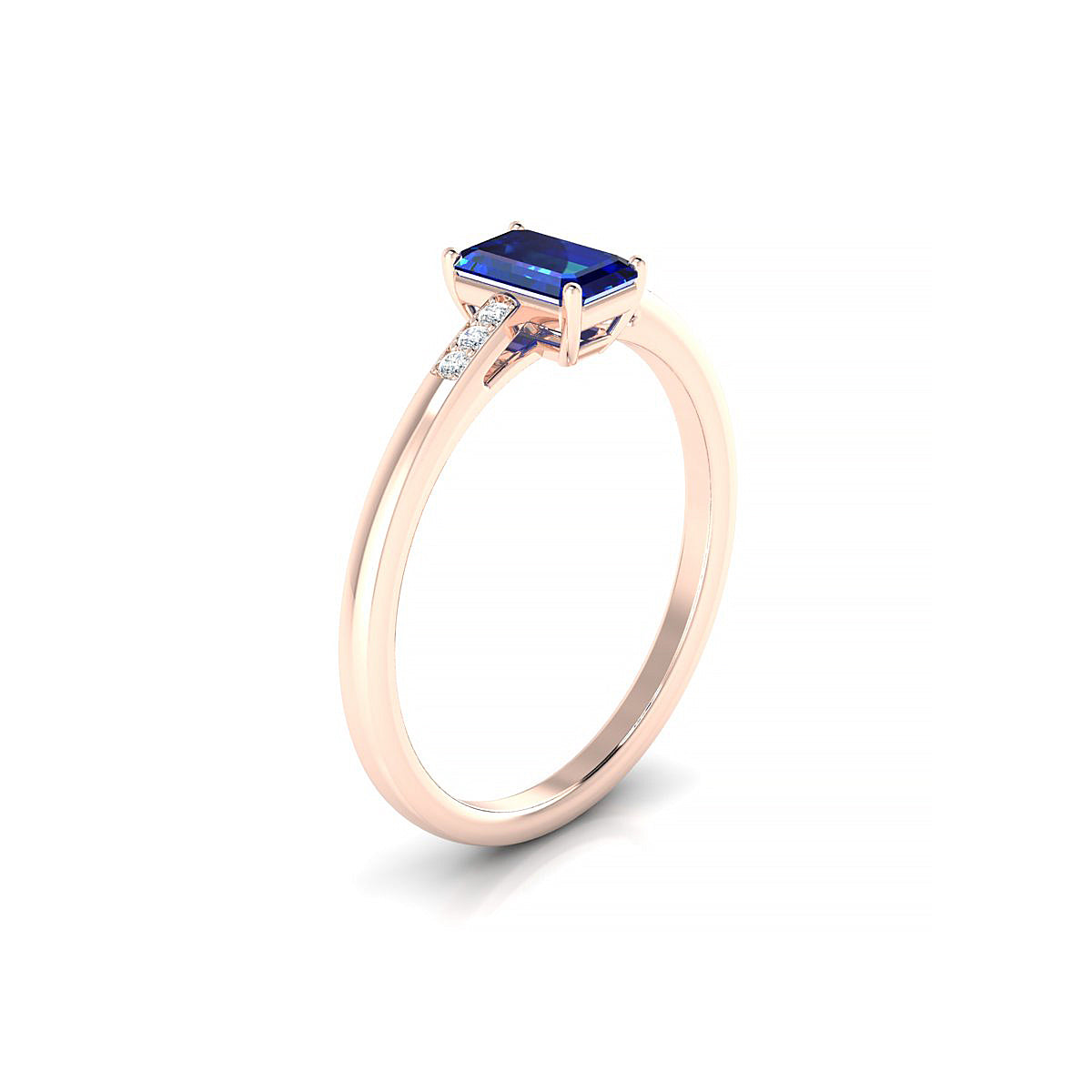 Exquisite | 18k Rose Gold 6 x 4 mm Emerald Sapphire Ring