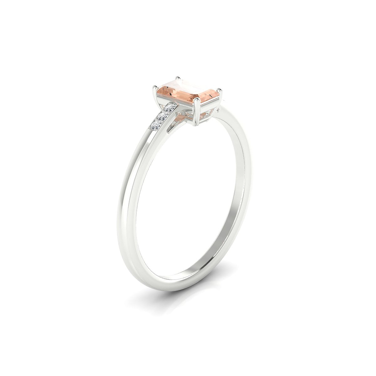 Exquisite | 18k White Gold 6 x 4 mm Emerald Morganite Ring