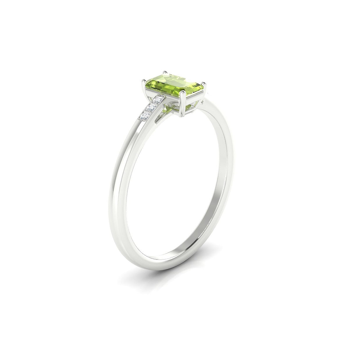 Exquisite | 18k White Gold 6 x 4 mm Emerald Peridot Ring