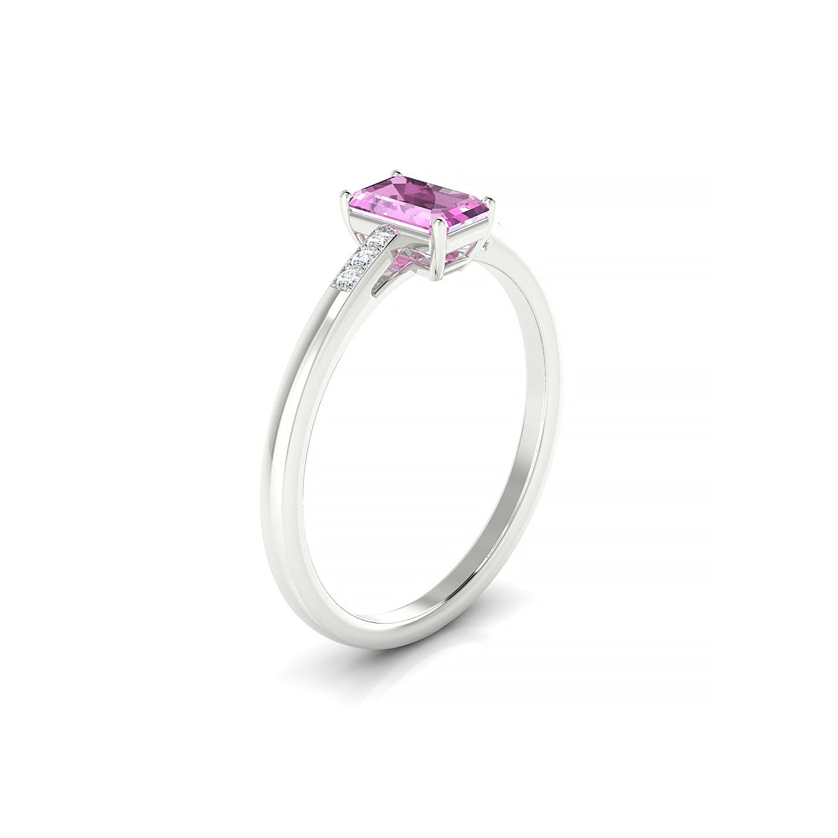 Exquisite | 18k White Gold 6 x 4 mm Emerald Pink Sapphire Ring