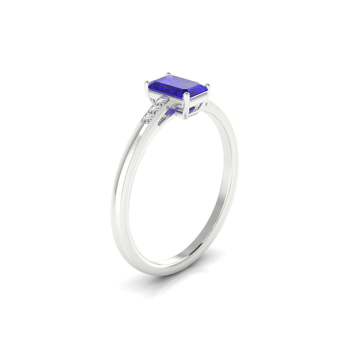 Exquisite | 18k White Gold 6 x 4 mm Emerald Tanzanite Ring
