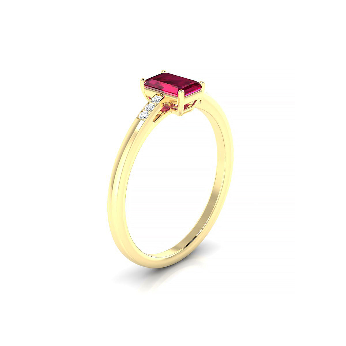 Exquisite | 18k Yellow Gold 6 x 4 mm Emerald Ruby Ring
