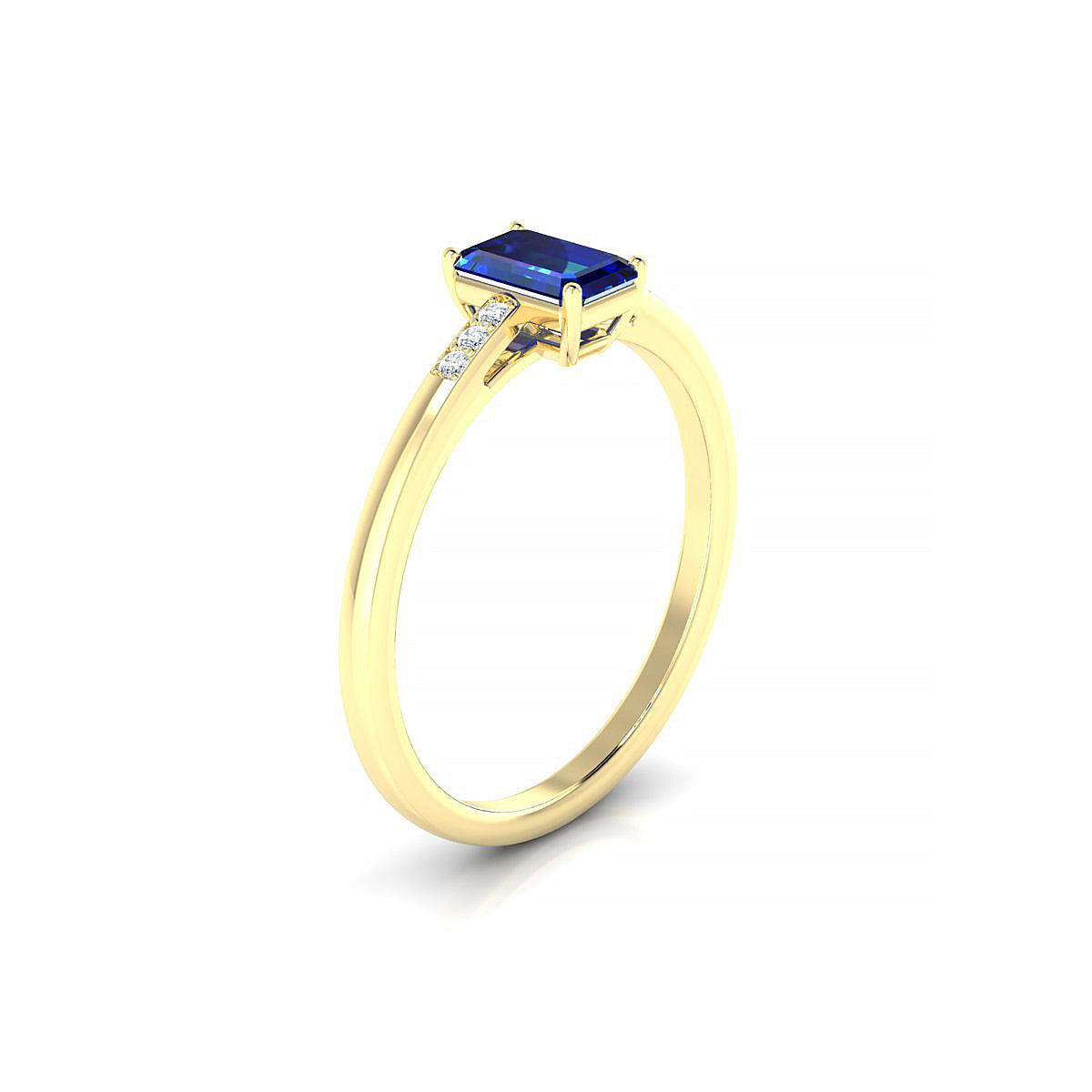 Exquisite | 18k Yellow Gold 6 x 4 mm Emerald Sapphire Ring