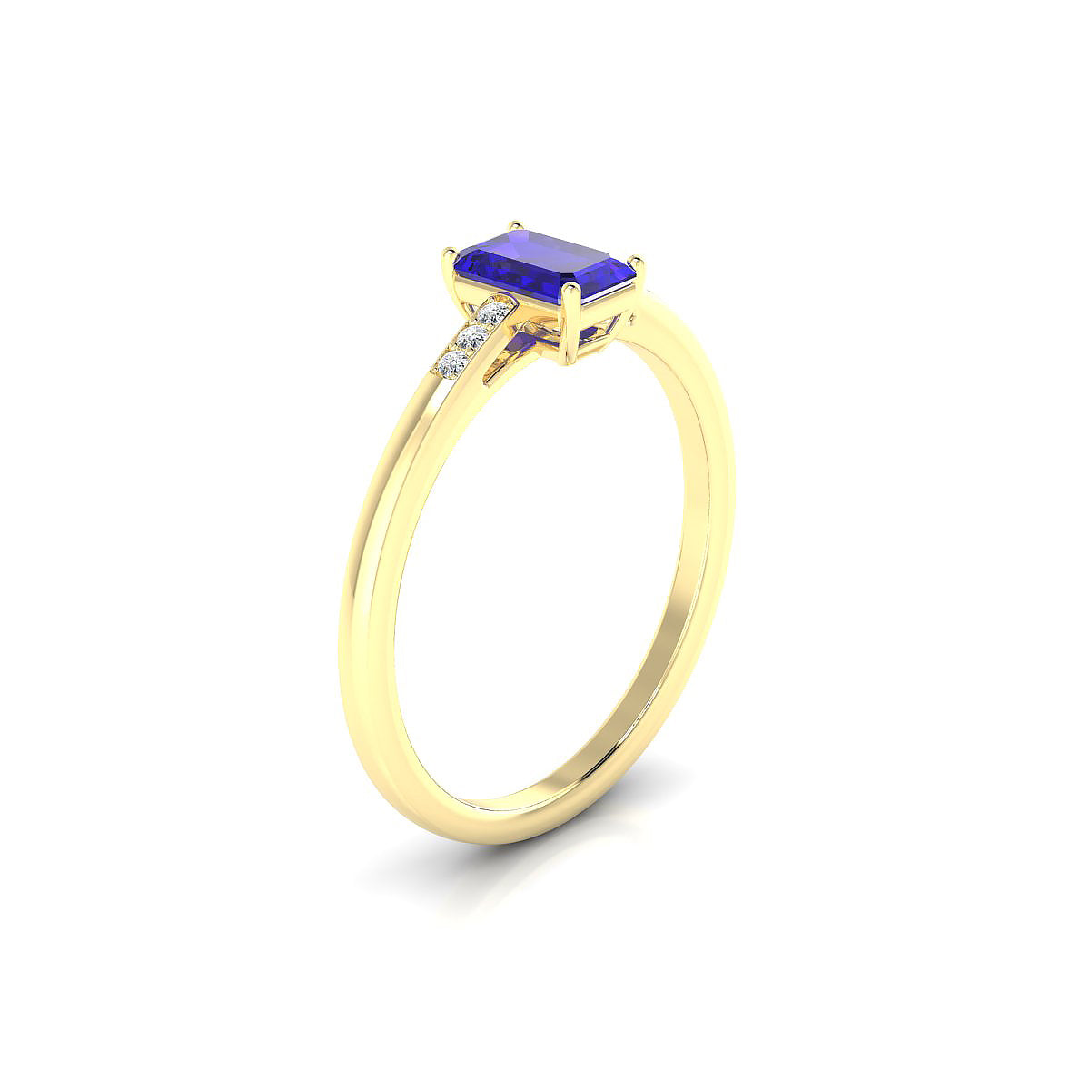 Exquisite | 18k Yellow Gold 6 x 4 mm Emerald Tanzanite Ring