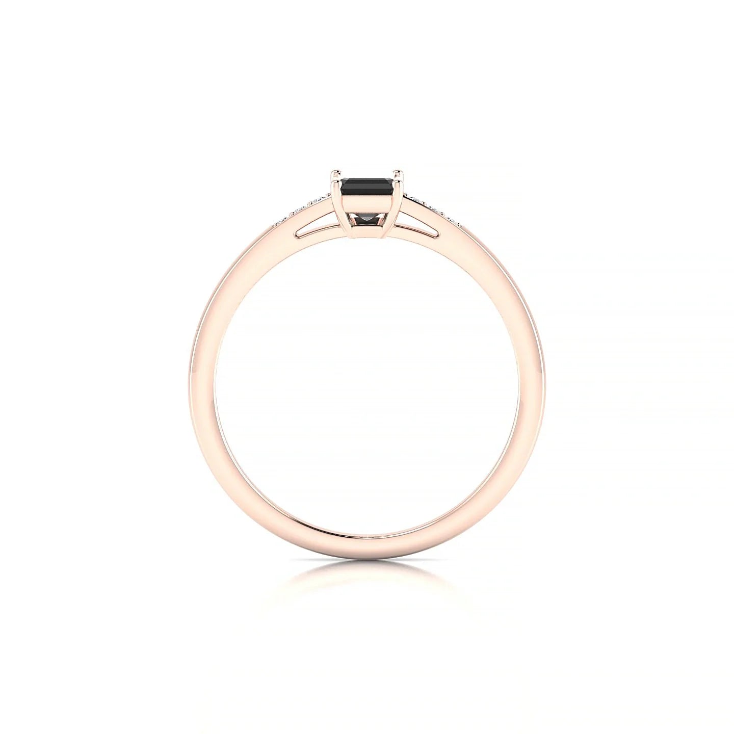 Exquisite | 18k Rose Gold 6 x 4 mm Emerald Black Diamond Ring