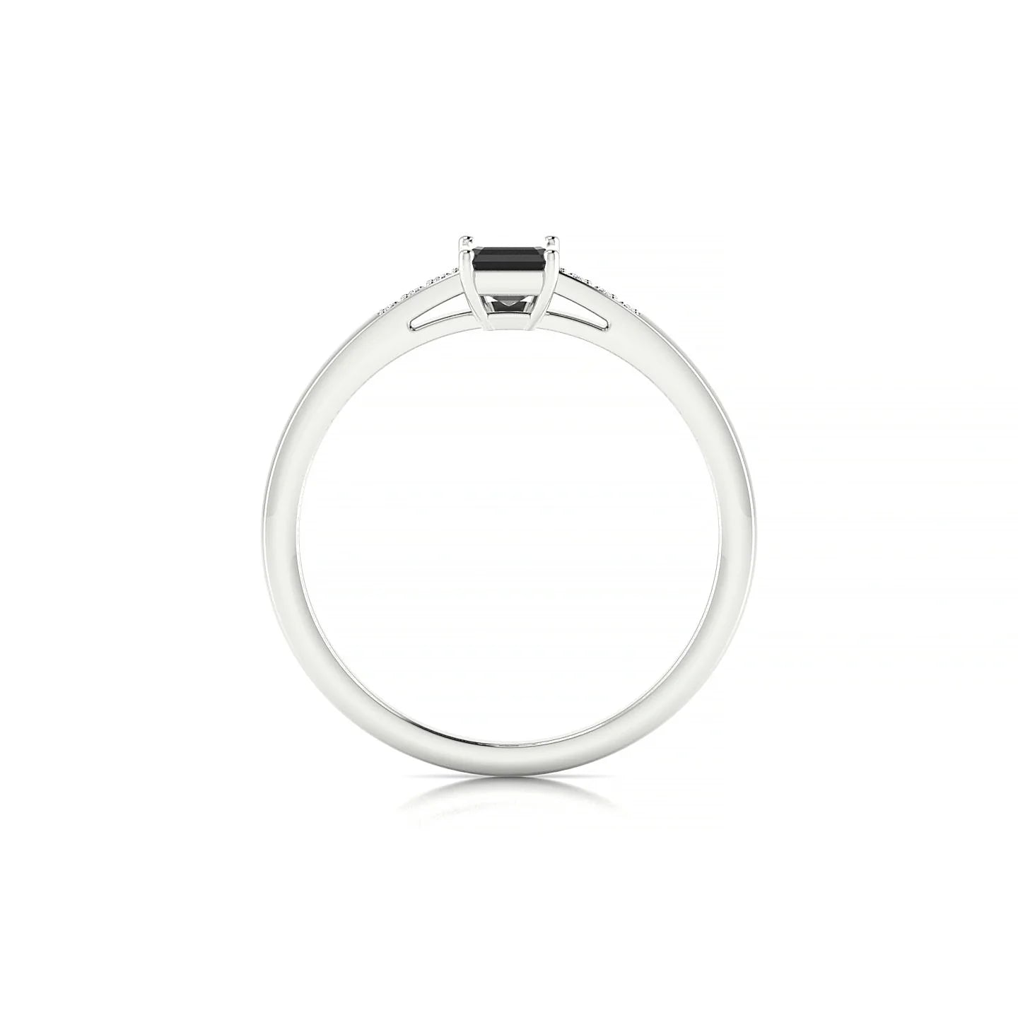 Exquisite | 18k White Gold 6 x 4 mm Emerald Black Diamond Ring