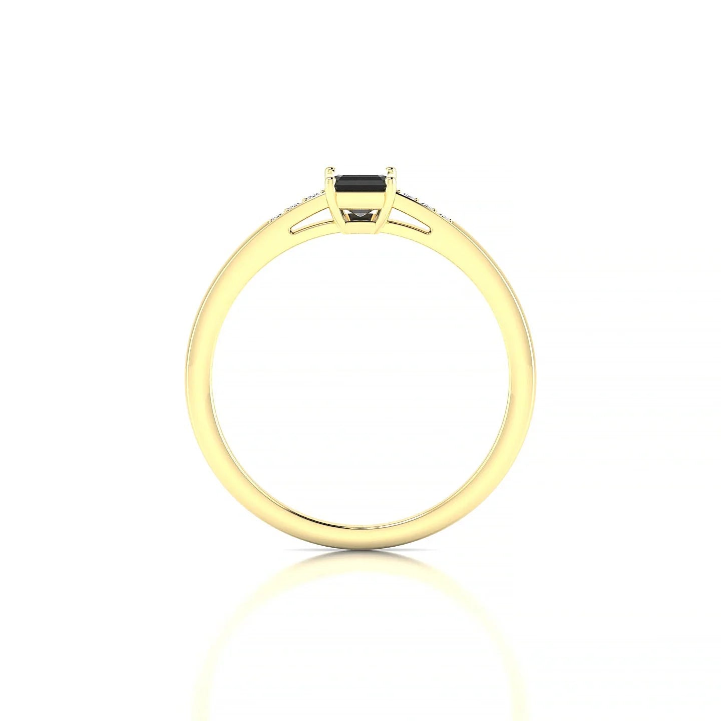 Exquisite | 18k Yellow Gold 6 x 4 mm Emerald Black Diamond Ring