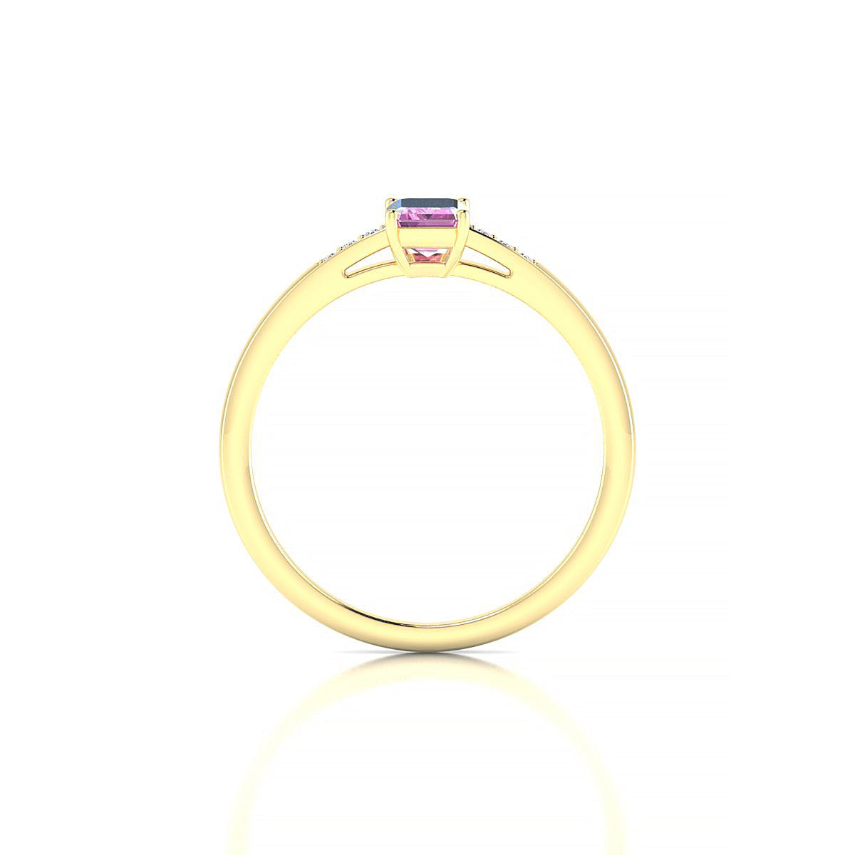 Exquisite | 18k Yellow Gold 6 x 4 mm Emerald Pink Sapphire Ring