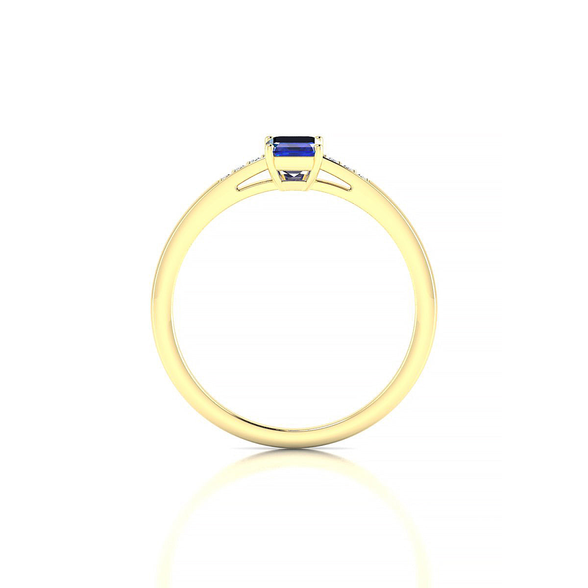 Exquisite | 18k Yellow Gold 6 x 4 mm Emerald Sapphire Ring