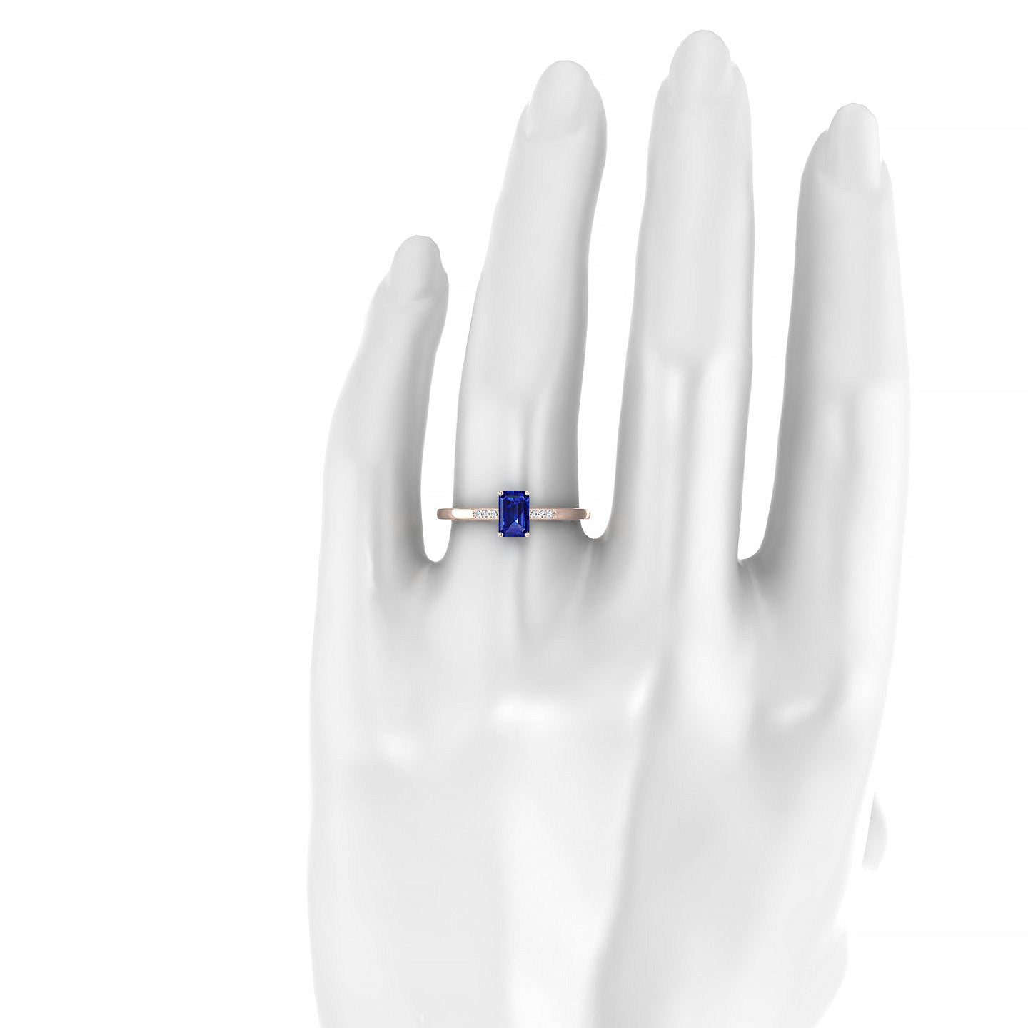 Exquisite | 18k Rose Gold 6 x 4 mm Emerald Sapphire Ring