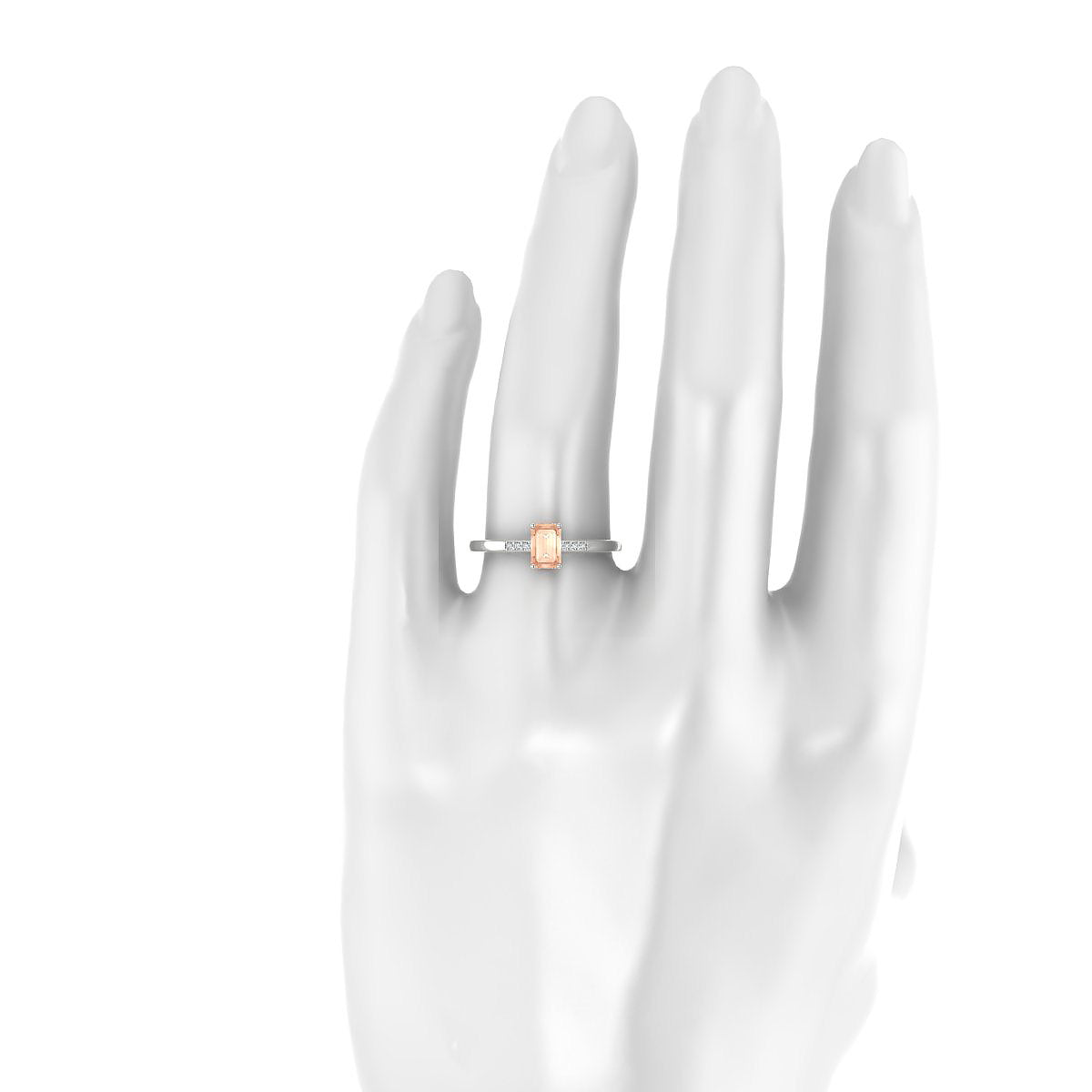 Exquisite | 18k White Gold 6 x 4 mm Emerald Morganite Ring