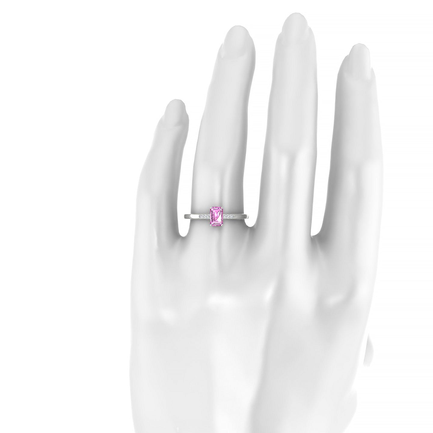 Exquisite | 18k White Gold 6 x 4 mm Emerald Pink Sapphire Ring