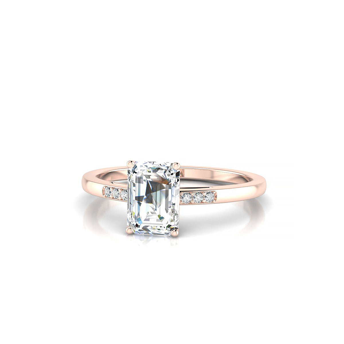 Exquisite | 18k Rose Gold 7 x 5 mm Emerald Diamond Ring