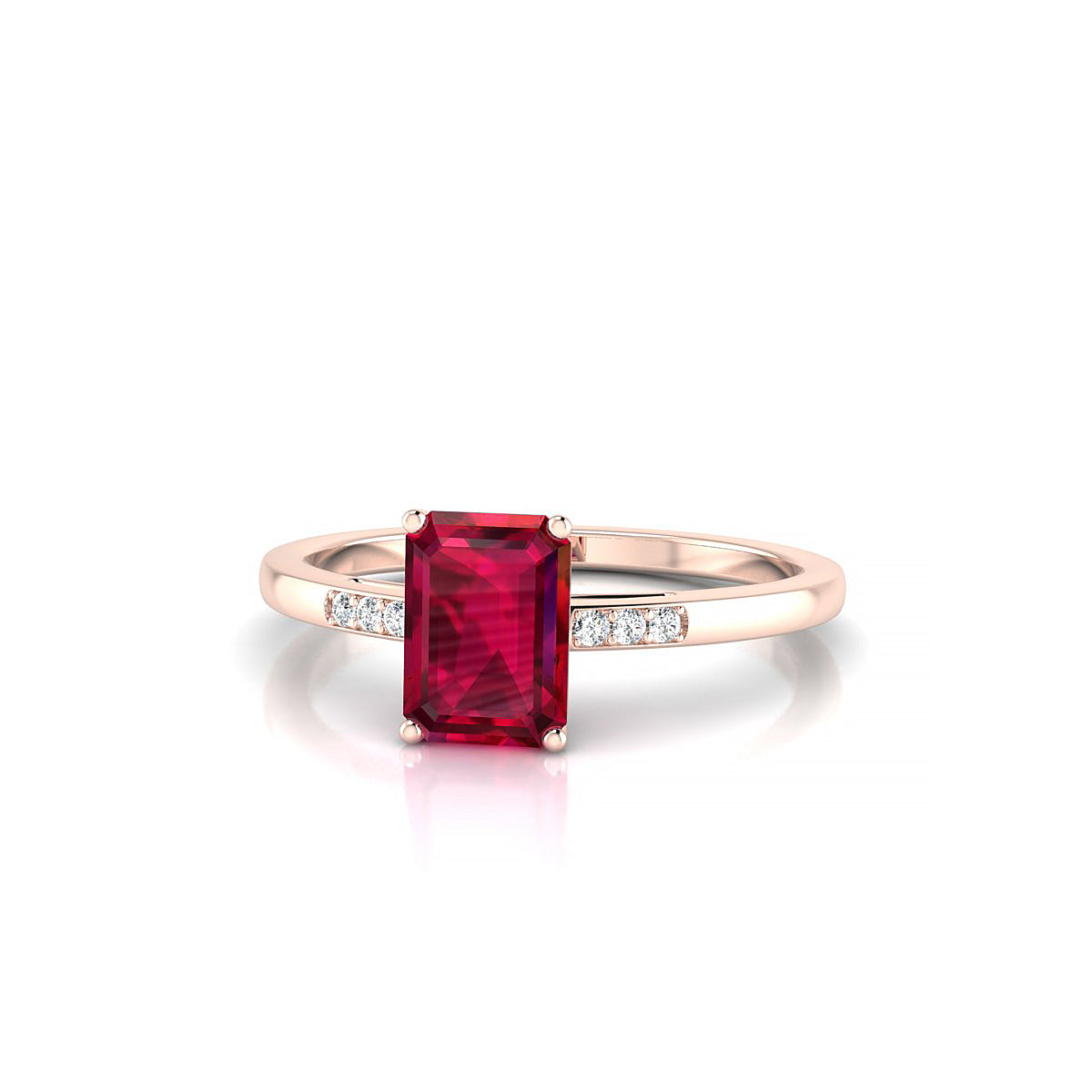 Exquisite | 18k Rose Gold 7 x 5 mm Emerald Ruby Ring