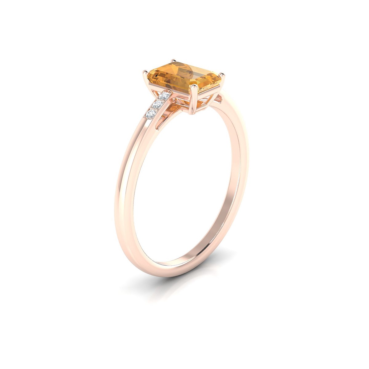 Exquisite | 18k Rose Gold 7 x 5 mm Emerald Citrine Ring