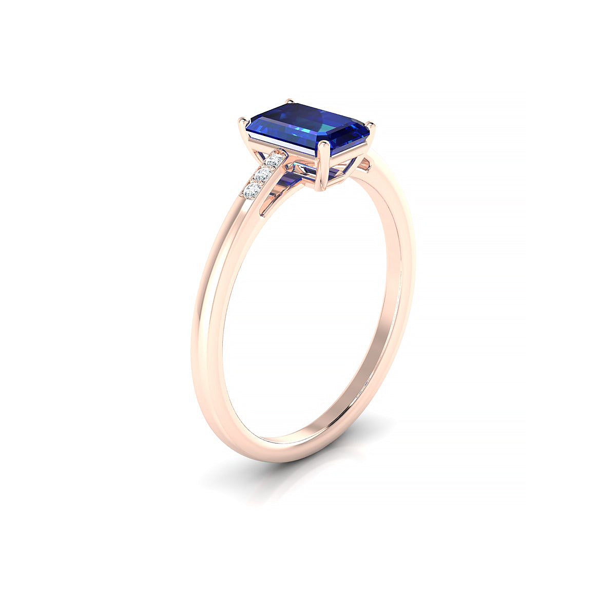 Exquisite | 18k Rose Gold 7 x 5 mm Emerald Sapphire Ring