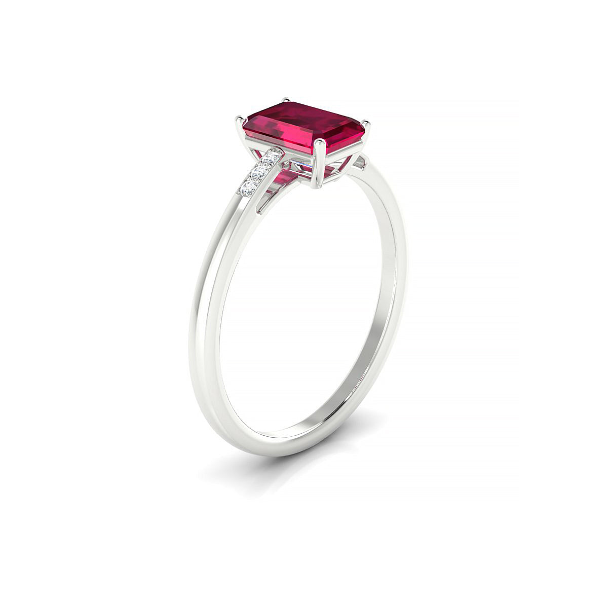 Exquisite | 18k White Gold 7 x 5 mm Emerald Ruby Ring
