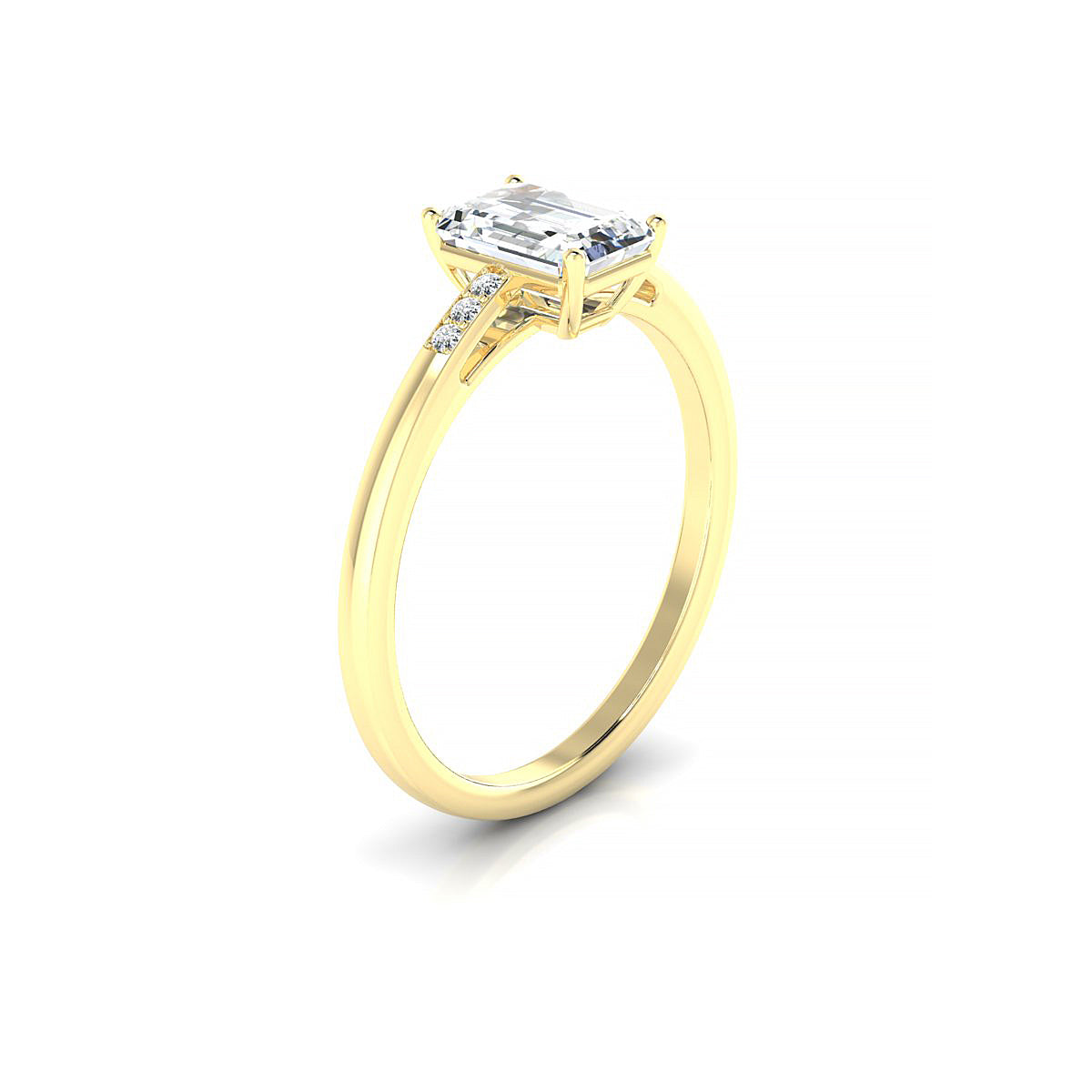 Exquisite | 18k Yellow Gold 7 x 5 mm Emerald Diamond Ring
