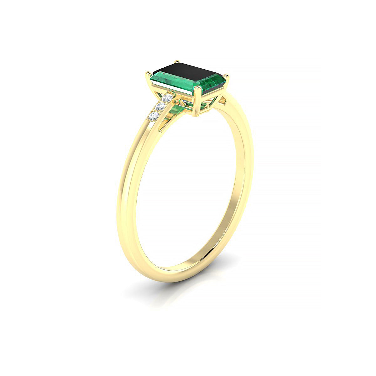 Exquisite | 18k Yellow Gold 7 x 5 mm Emerald Emerald Ring