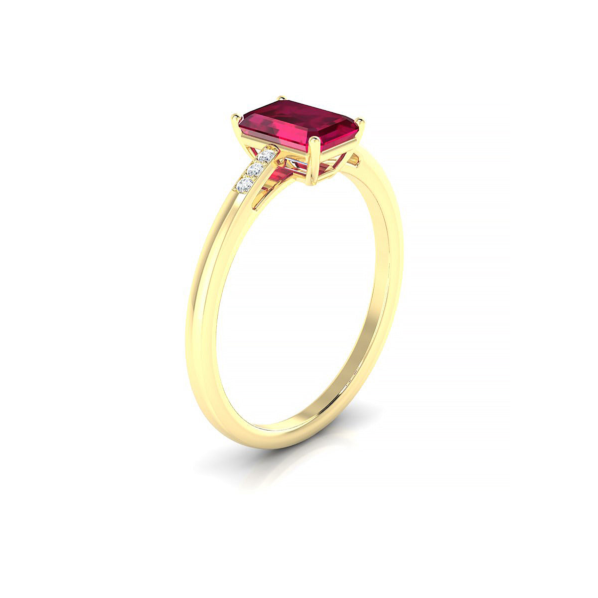 Exquisite | 18k Yellow Gold 7 x 5 mm Emerald Ruby Ring