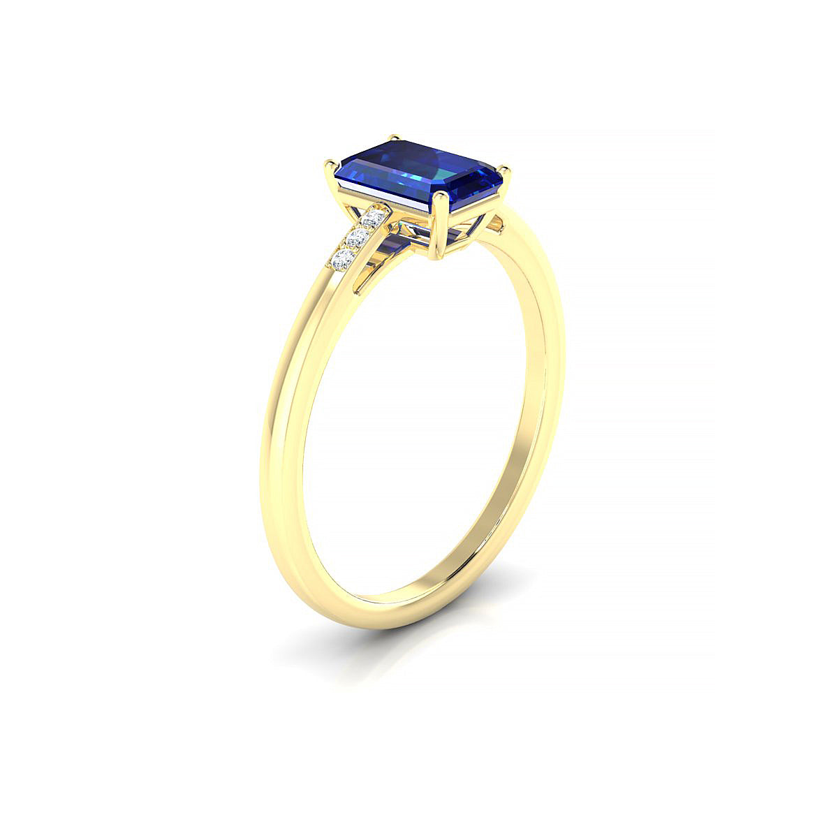 Exquisite | 18k Yellow Gold 7 x 5 mm Emerald Sapphire Ring
