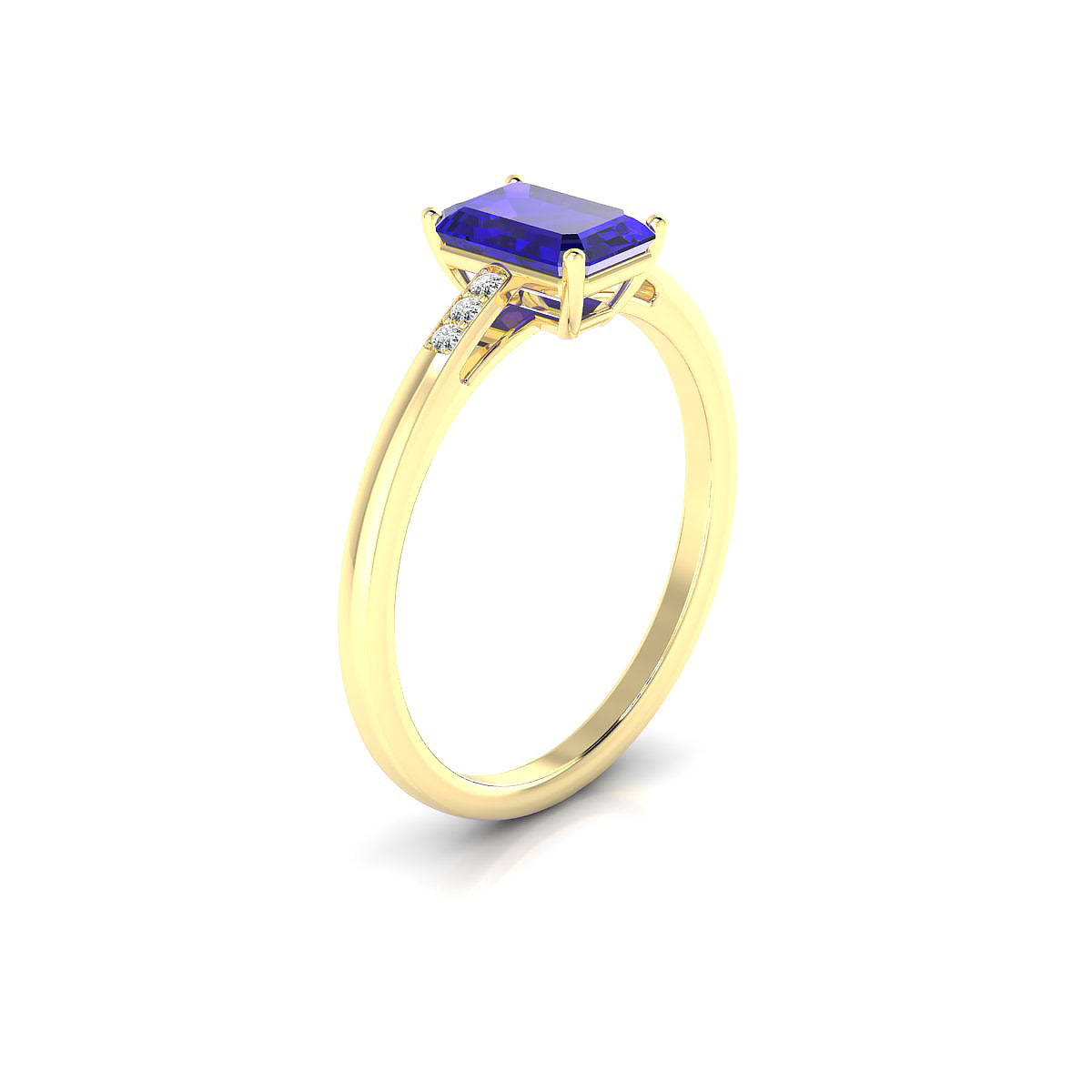 Exquisite | 18k Yellow Gold 7 x 5 mm Emerald Tanzanite Ring