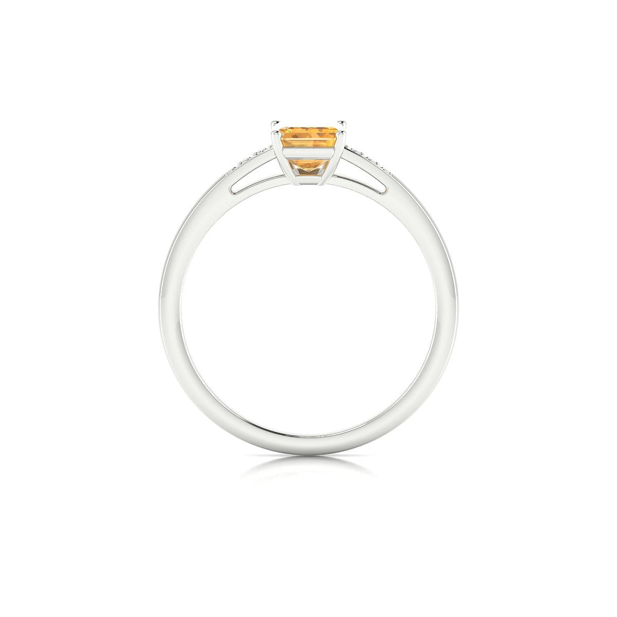 Exquisite | 18k White Gold 7 x 5 mm Emerald Citrine Ring