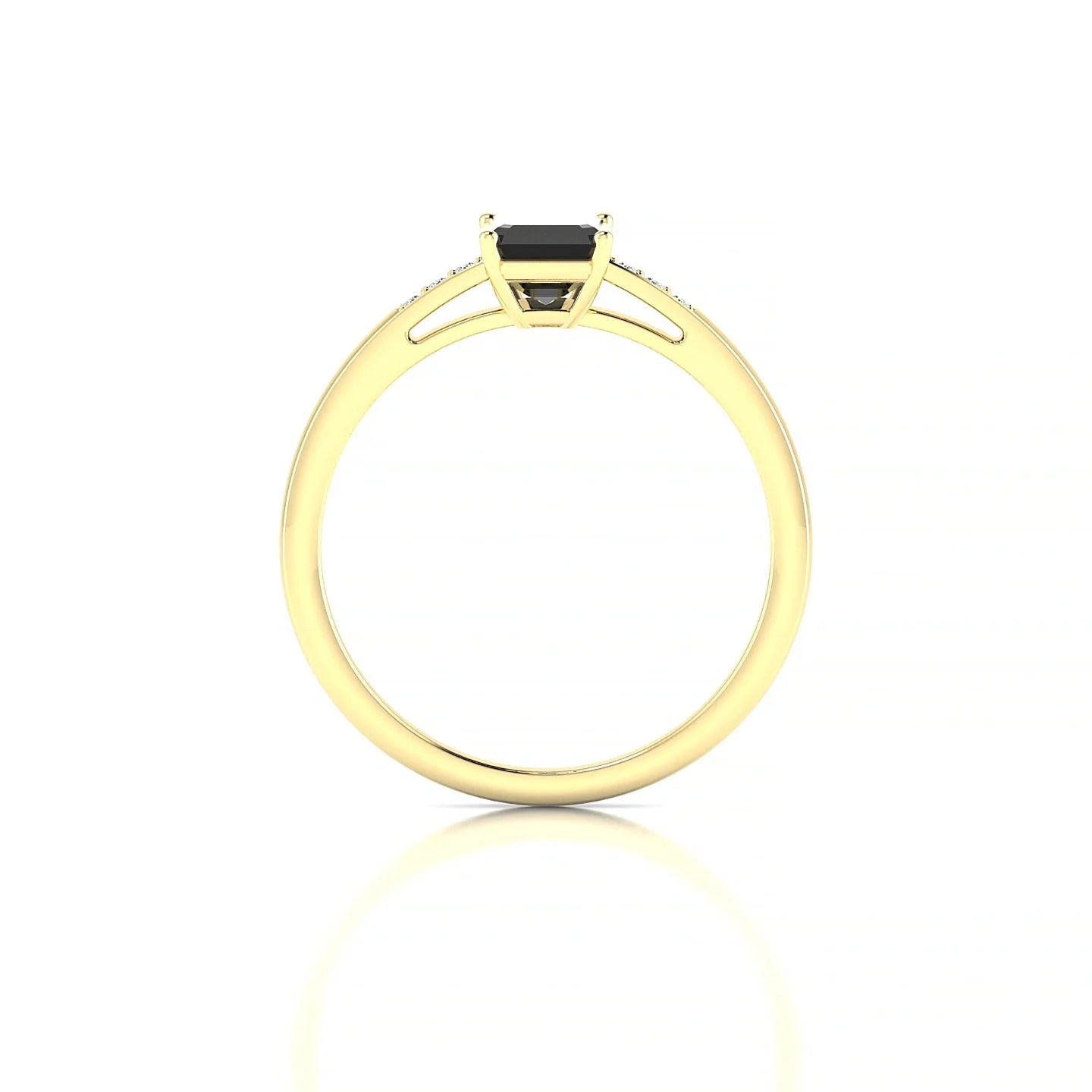 Exquisite | 18k Yellow Gold 7 x 5 mm Emerald Black Diamond Ring