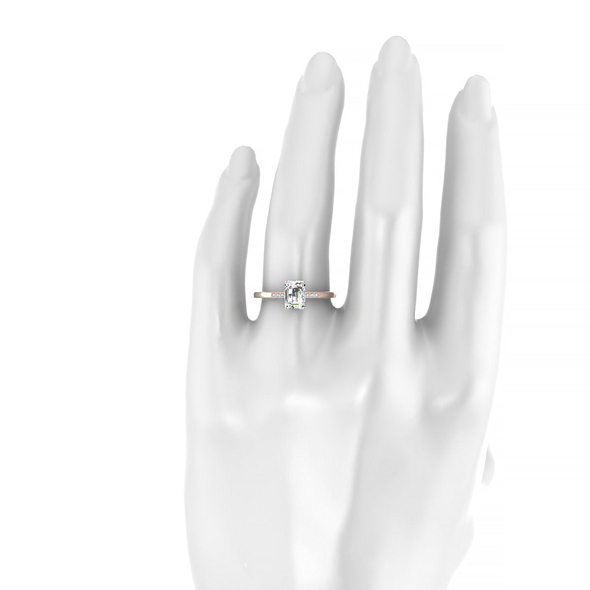 Exquisite | 18k Rose Gold 7 x 5 mm Emerald Diamond Ring