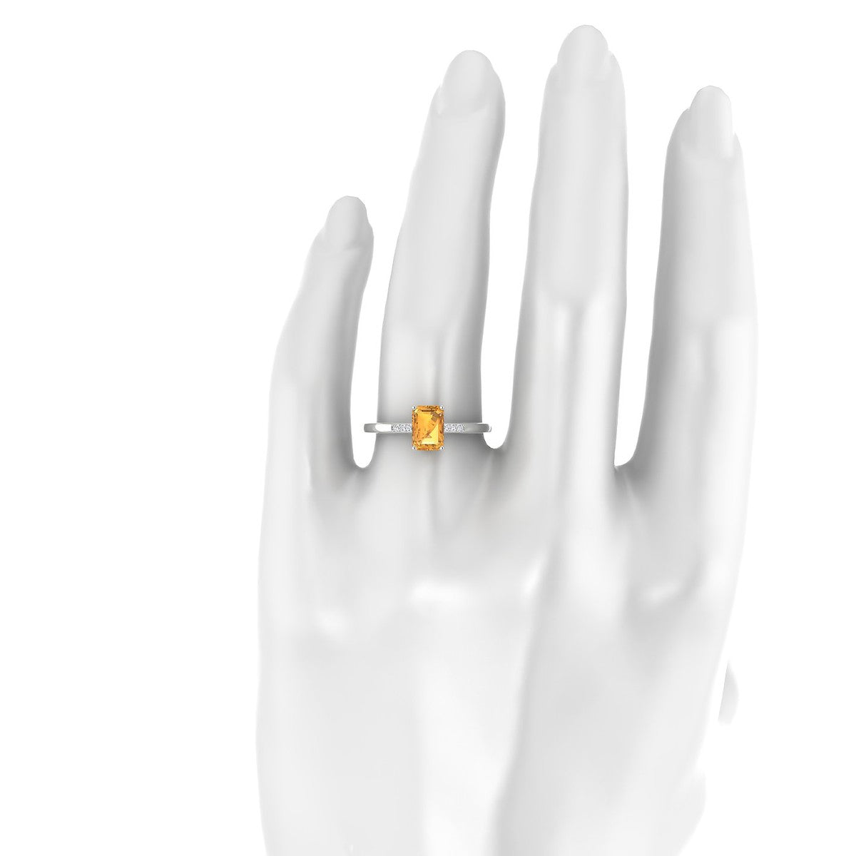 Exquisite | 18k White Gold 7 x 5 mm Emerald Citrine Ring