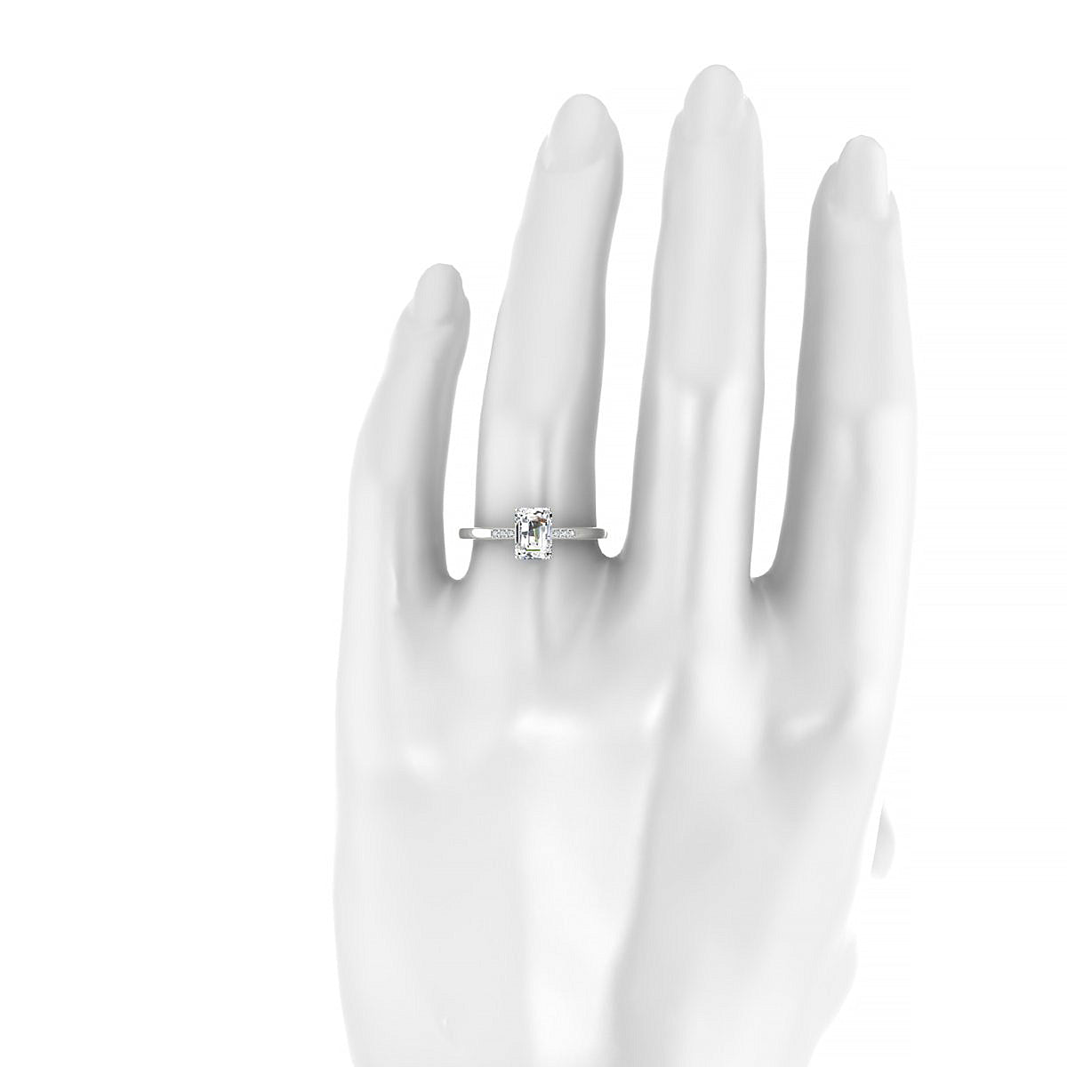 Exquisite | 18k White Gold 7 x 5 mm Emerald Diamond Ring