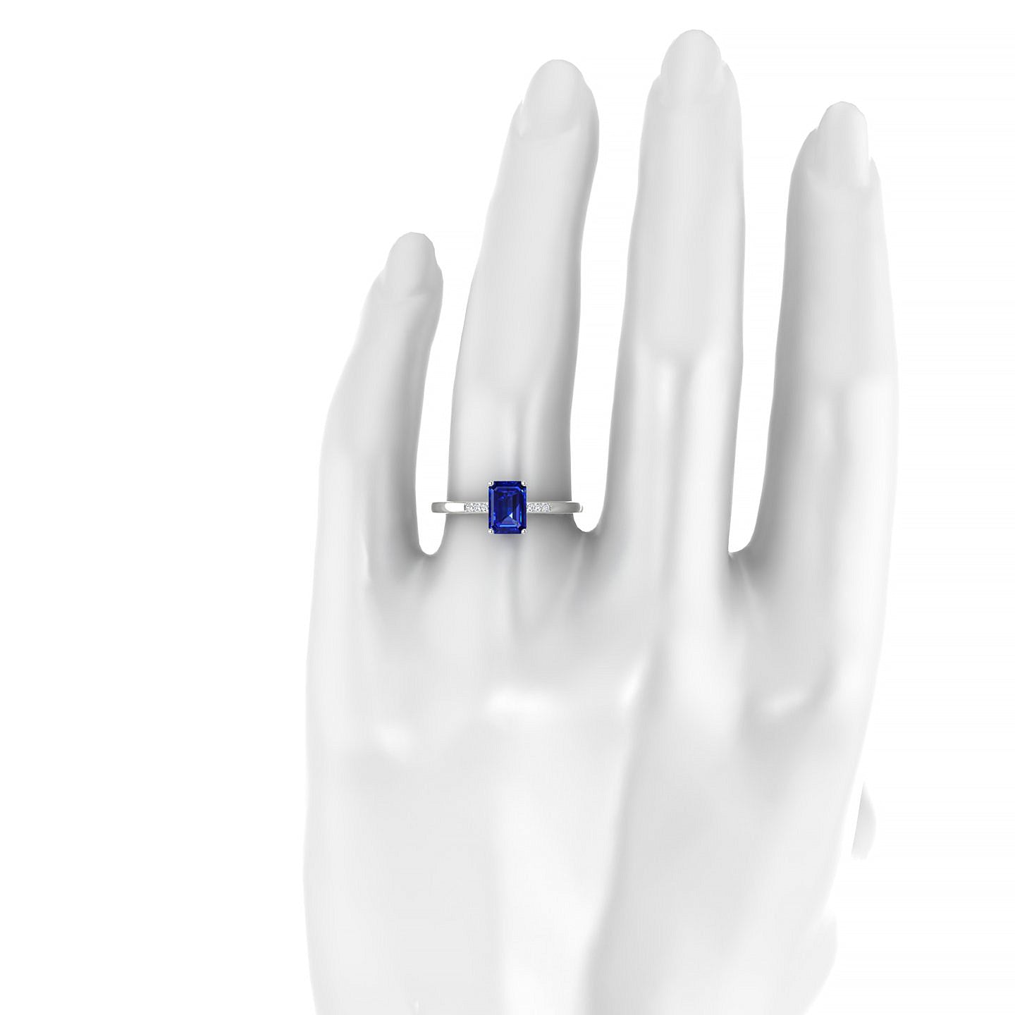 Exquisite | 18k White Gold 7 x 5 mm Emerald Sapphire Ring