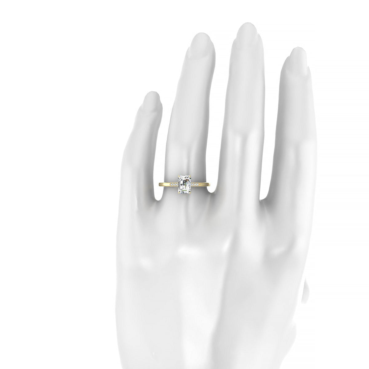 Exquisite | 18k Yellow Gold 7 x 5 mm Emerald Diamond Ring