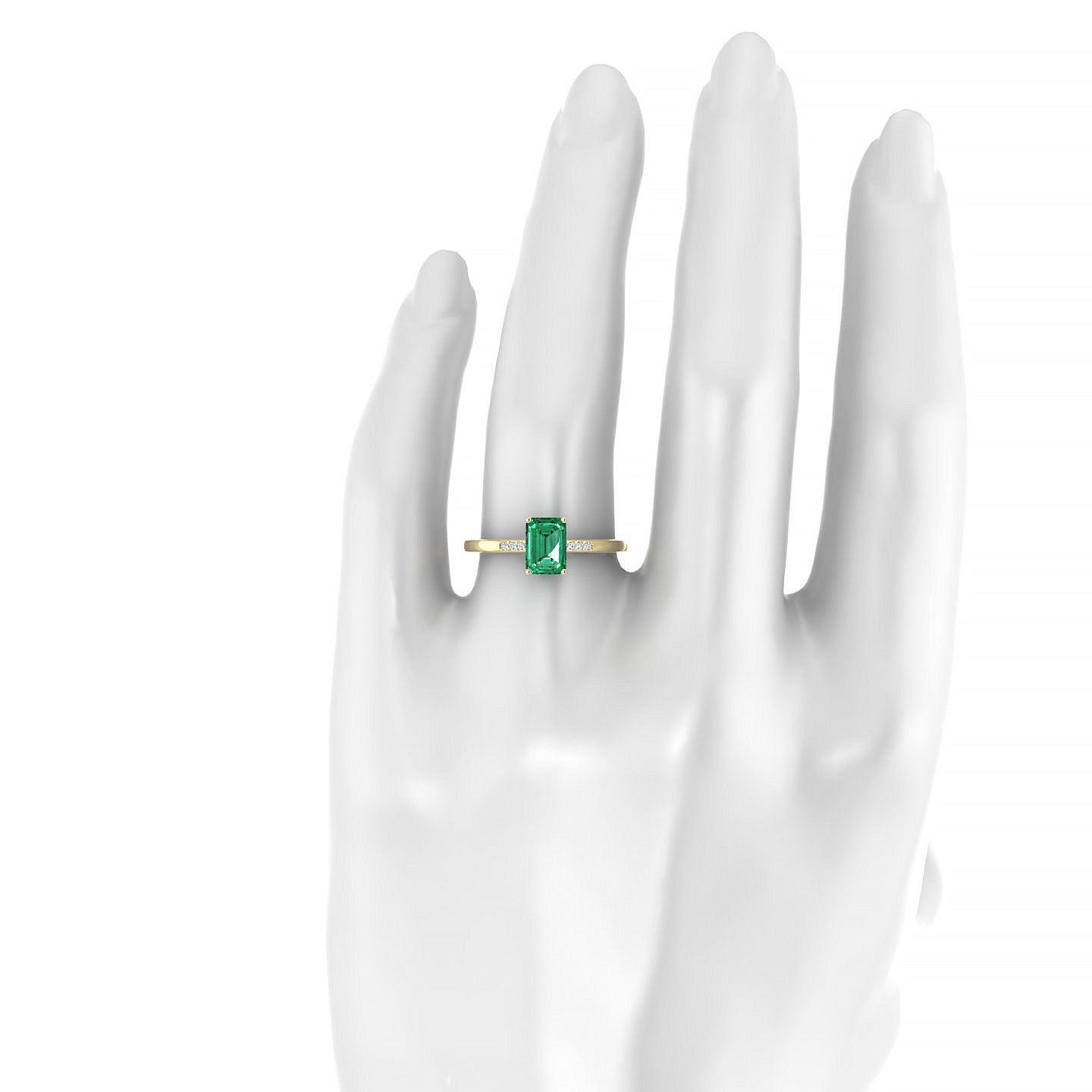 Exquisite | 18k Yellow Gold 7 x 5 mm Emerald Emerald Ring