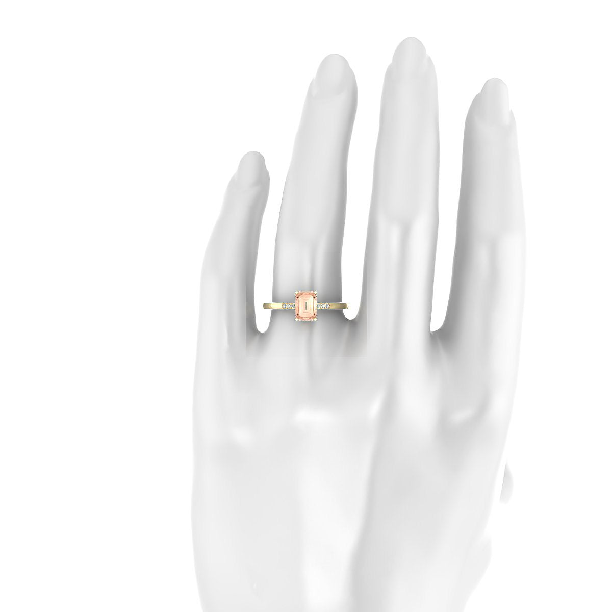 Exquisite | 18k Yellow Gold 7 x 5 mm Emerald Morganite Ring