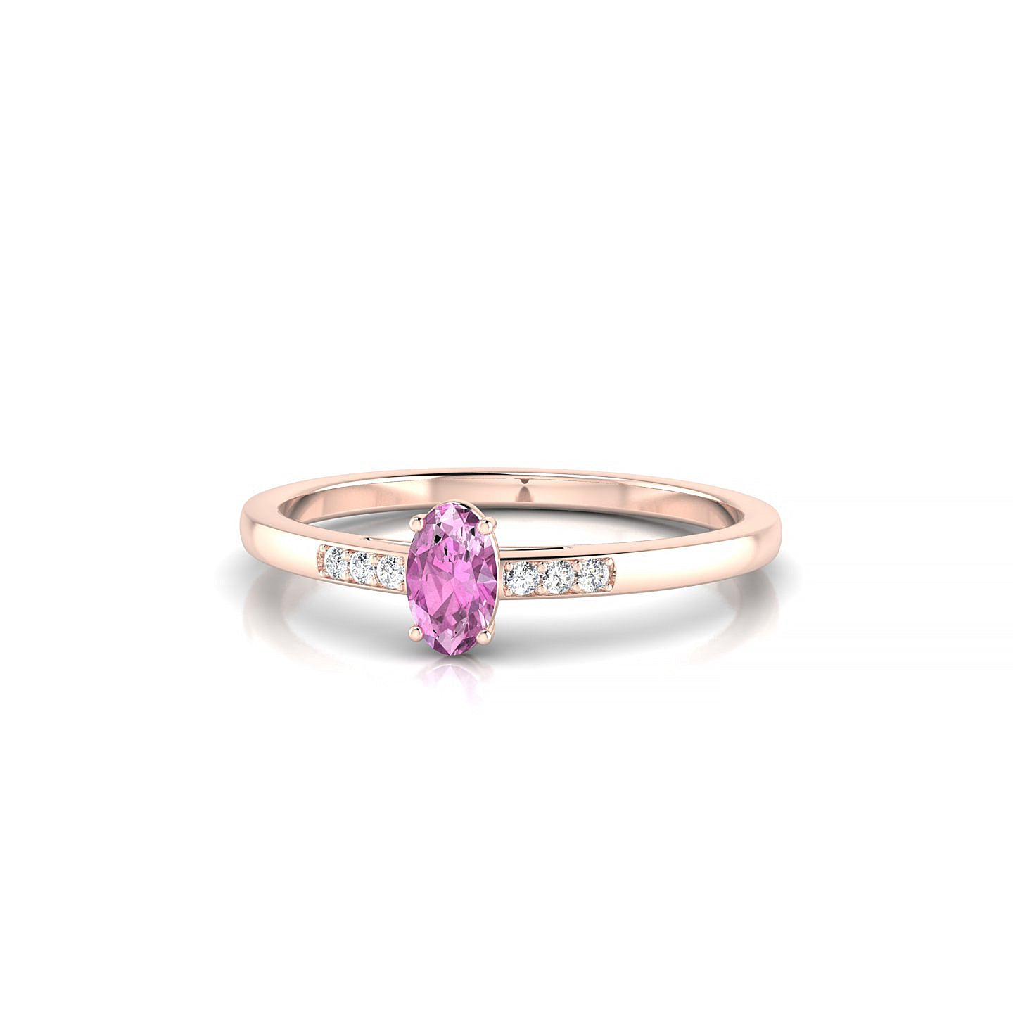 Exquisite | 18k Rose Gold 5 x 3 mm Oval Pink Sapphire Ring
