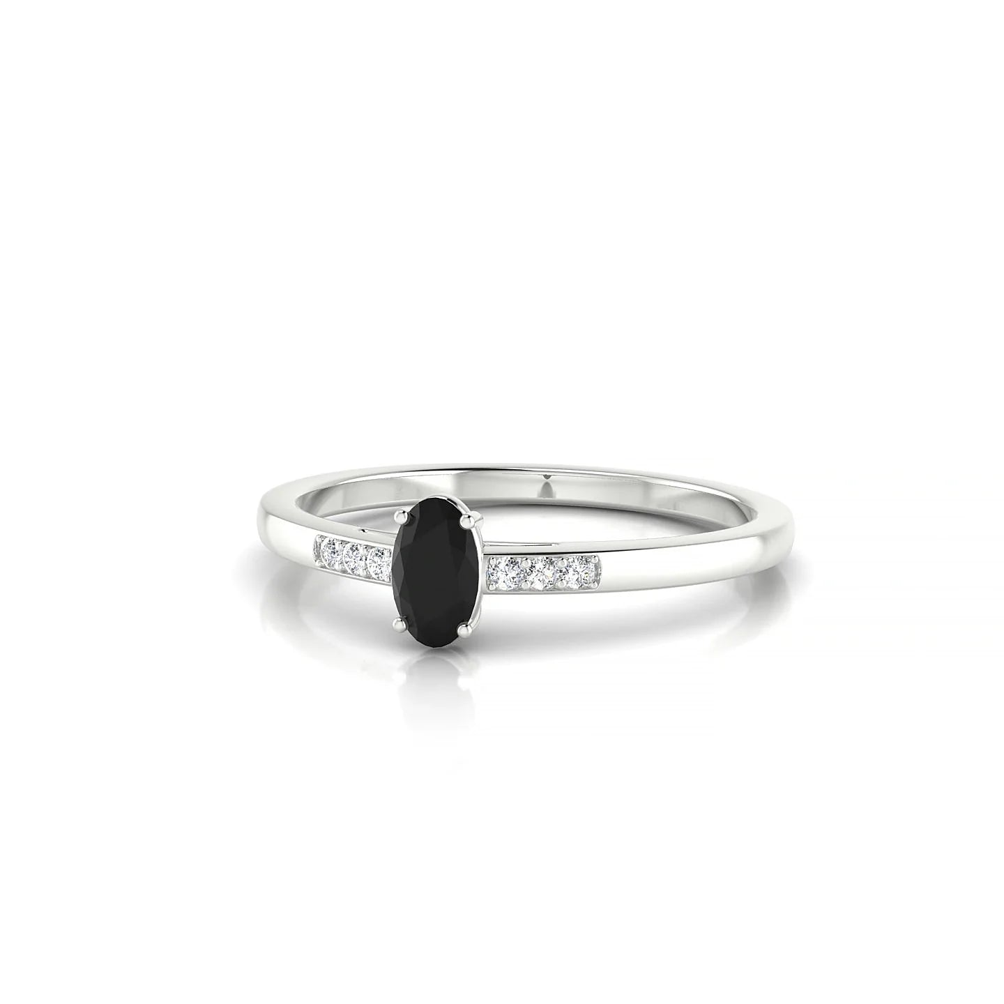 Exquisite | 18k White Gold 5 x 3 mm Oval Black Diamond Ring