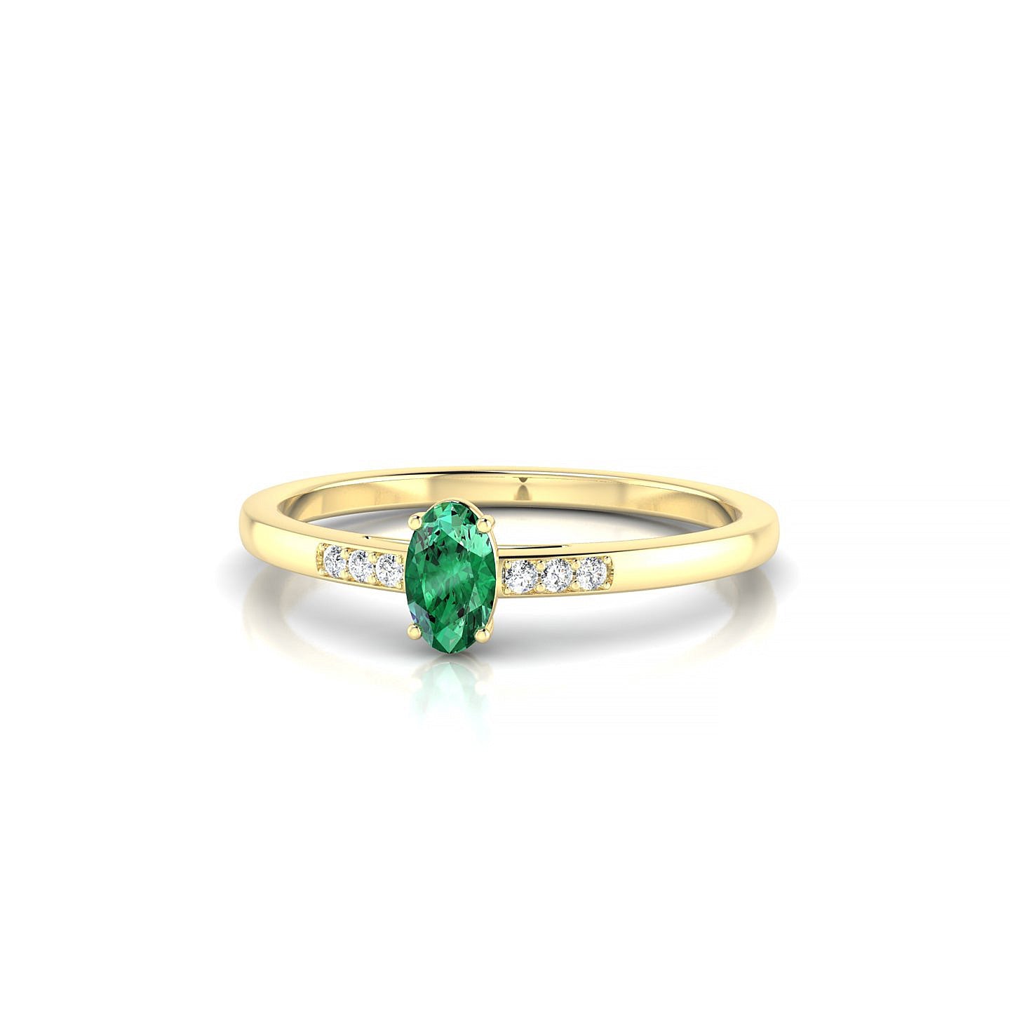 Exquisite | 18k Yellow Gold 5 x 3 mm Oval Emerald Ring