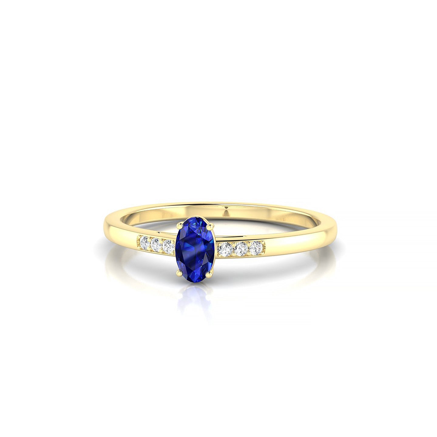 Exquisite | 18k Yellow Gold 5 x 3 mm Oval Sapphire Ring