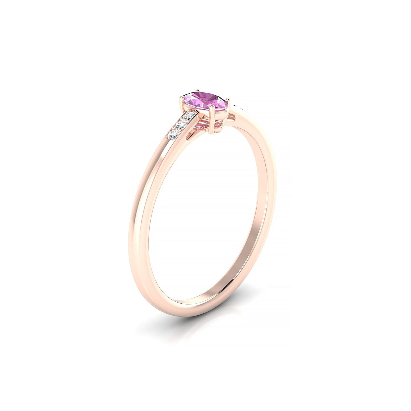 Exquisite | 18k Rose Gold 5 x 3 mm Oval Pink Sapphire Ring