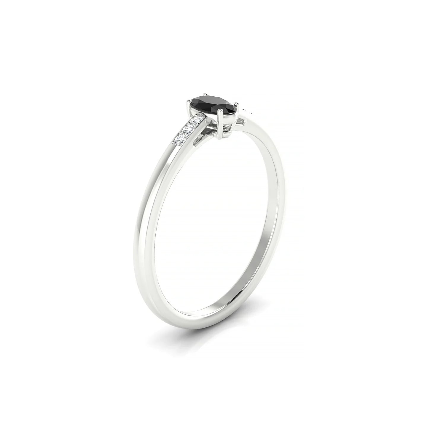 Exquisite | 18k White Gold 5 x 3 mm Oval Black Diamond Ring